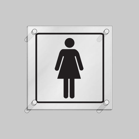 Ladies Symbol Visual Impact 5mm Acrylic Sign 200 x 200mm With Stand Off Locators - Ready Set SuppliedLadies Symbol Visual Impact 5mm Acrylic Sign 200 x 200mm With Stand Off Locators59194