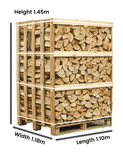 Large Crate Kiln - Dried Ash Firewood Logs – Approx. 1.63m³ Stacked / 2.5–2.6m³ Loose - Ready Set SuppliedLarge Crate Kiln - Dried Ash Firewood Logs – Approx. 1.63m³ Stacked / 2.5–2.6m³ Loose
