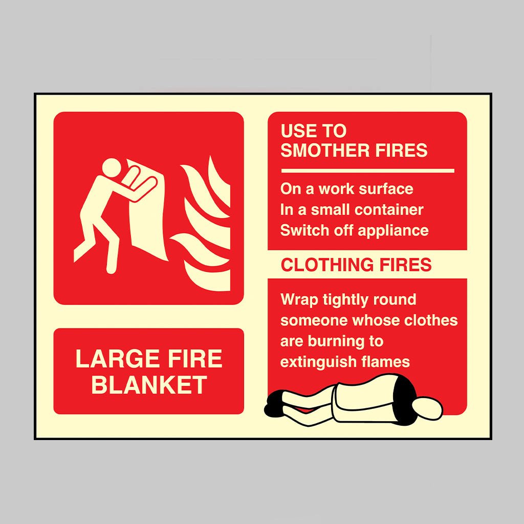 Large Fire Blanket Identification Sign - Ready Set SuppliedLarge Fire Blanket Identification SignUltra Bright (Class C) Photoluminescent Rigid31468D
