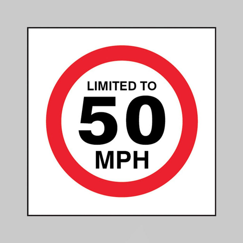 Limited To 50mph Sign - Ready Set SuppliedLimited To 50mph SignSelf Adhesive Vinyl21820F