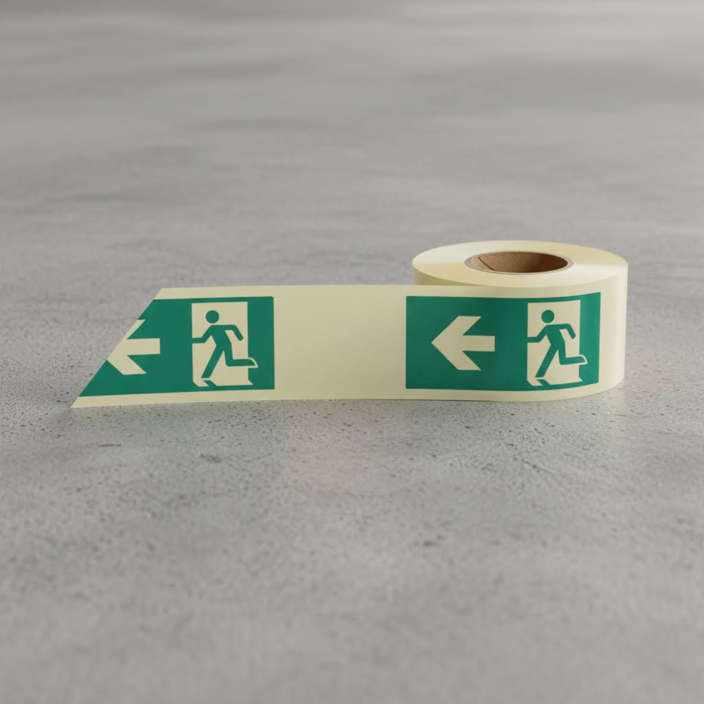 Man Arrow Left Photoluminescent Self Adhesive Tape 10Mx40mm - Ready Set SuppliedMan Arrow Left Photoluminescent Self Adhesive Tape 10Mx40mm58653