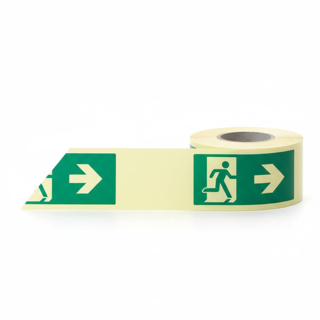 Man Arrow Right Photoluminescent Self Adhesive Tape 10Mx80mm - Ready Set SuppliedMan Arrow Right Photoluminescent Self Adhesive Tape 10Mx80mm58651
