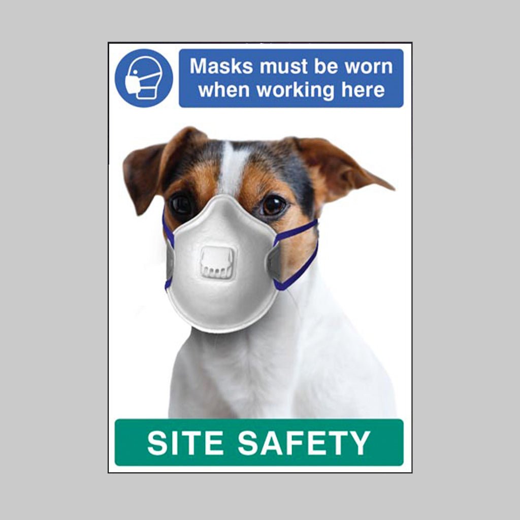 Masks Must Be Worn When Working Here - Dog Poster 420 x 594mm Synthetic Paper - Ready Set SuppliedMasks Must Be Worn When Working Here - Dog Poster 420 x 594mm Synthetic Paper57478