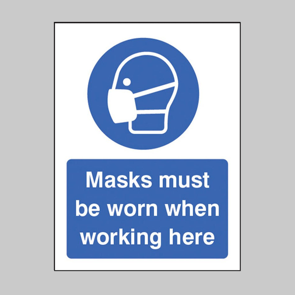 Masks Must Be Worn When Working Here Sign - Ready Set SuppliedMasks Must Be Worn When Working Here SignRigid Plastic15207E