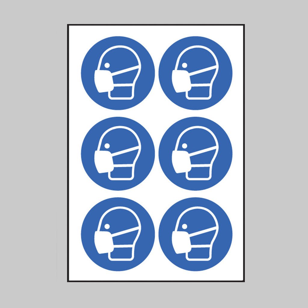 Masks Symbol 100mm Dia - Sheet of 6 Peel 'N' Stick Labels - Ready Set SuppliedMasks Symbol 100mm Dia - Sheet of 6 Peel 'N' Stick Labels55048