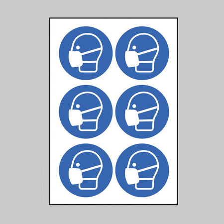 Masks Symbol 100mm Dia - Sheet of 6 Peel 'N' Stick Labels - Ready Set SuppliedMasks Symbol 100mm Dia - Sheet of 6 Peel 'N' Stick Labels55048