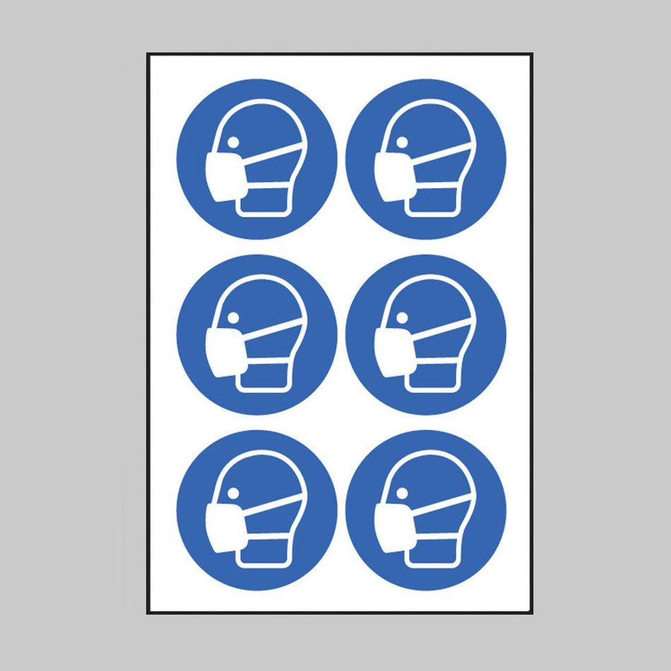 Masks Symbol 100mm Dia - Sheet of 6 Peel 'N' Stick Labels - Ready Set SuppliedMasks Symbol 100mm Dia - Sheet of 6 Peel 'N' Stick Labels55048