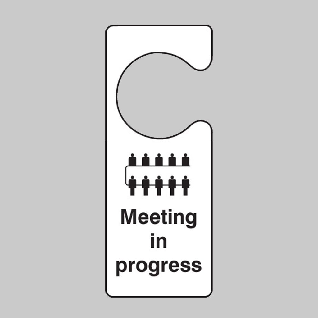 Meeting In Progress Door Hanger 80 x 205mm Single Sided Sign - Ready Set SuppliedMeeting In Progress Door Hanger 80 x 205mm Single Sided Sign55105