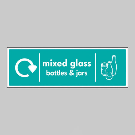 Mixed Glass Bottles & Jars - Wrap Recycling Sign - Ready Set SuppliedMixed Glass Bottles & Jars - Wrap Recycling SignRigid Plastic16638M