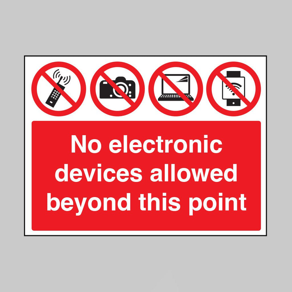 No Electronic Devices Allowed Beyond This Point Sign - Ready Set SuppliedNo Electronic Devices Allowed Beyond This Point SignRigid Plastic15475K