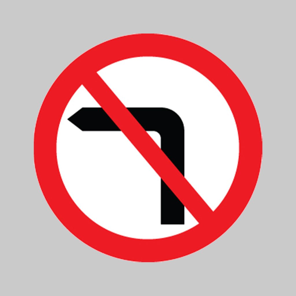No Left Turn Class RA1 600mm Diameter Circle With Channelling Sign - Ready Set SuppliedNo Left Turn Class RA1 600mm Diameter Circle With Channelling Sign56574