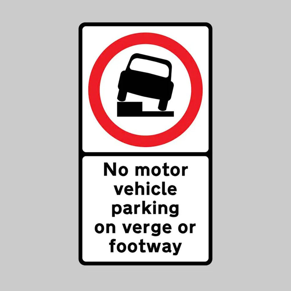 No Motor Vehicle Parking On Verge Or Footway Class RA1 Permanent 700 x 1270mm (3mm Aluminium Composite) With Channelling Sign - Ready Set SuppliedNo Motor Vehicle Parking On Verge Or Footway Class RA1 Permanent 700 x 1270mm (3mm Aluminium Composite) With Channelling Sign57449