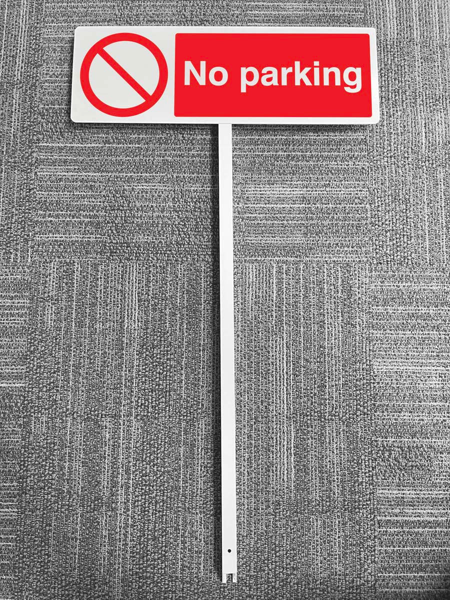 No Parking Aluminium Verge Sign 450 x 150mm On Post 800mm High - Ready Set SuppliedNo Parking Aluminium Verge Sign 450 x 150mm On Post 800mm High57593