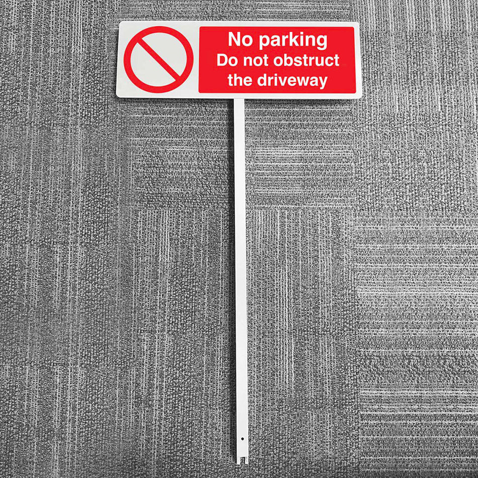 No Parking Do Not Obstruct The Driveway Verge Sign 450 x 150mm (Post 800mm) - Ready Set SuppliedNo Parking Do Not Obstruct The Driveway Verge Sign 450 x 150mm (Post 800mm)57129