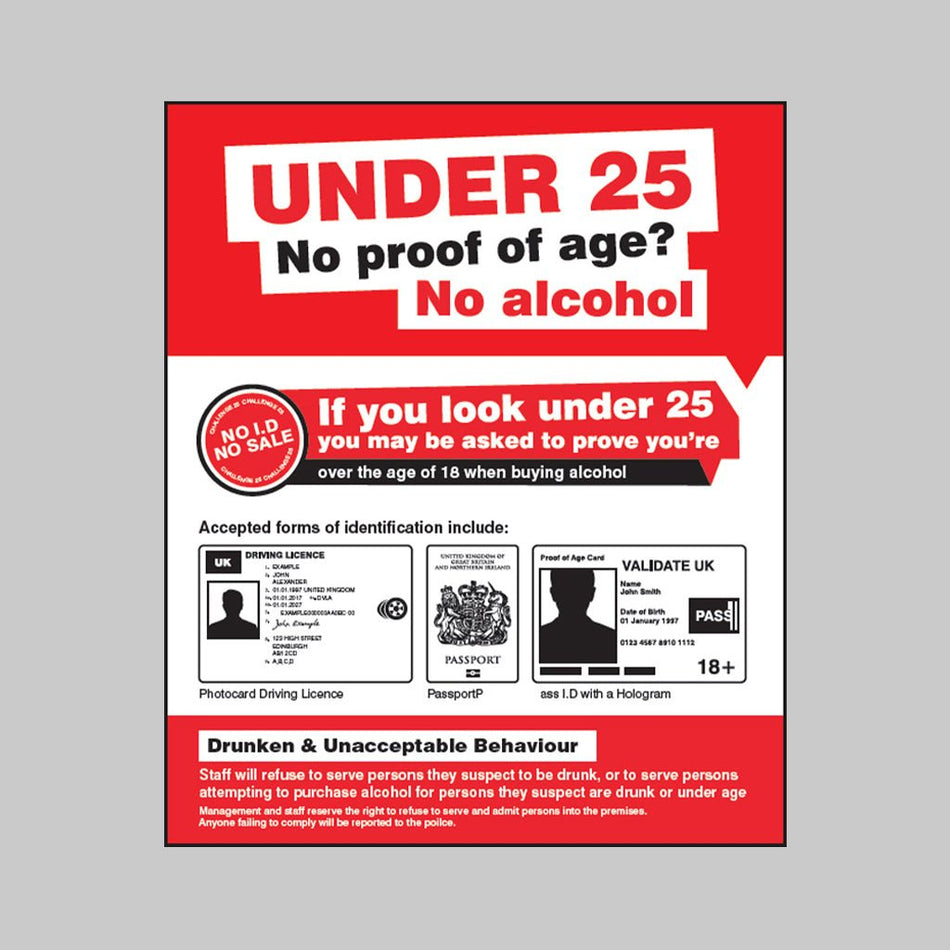 No Proof Of Age No Alcohol Sign - Ready Set SuppliedNo Proof Of Age No Alcohol SignRigid Plastic17109H