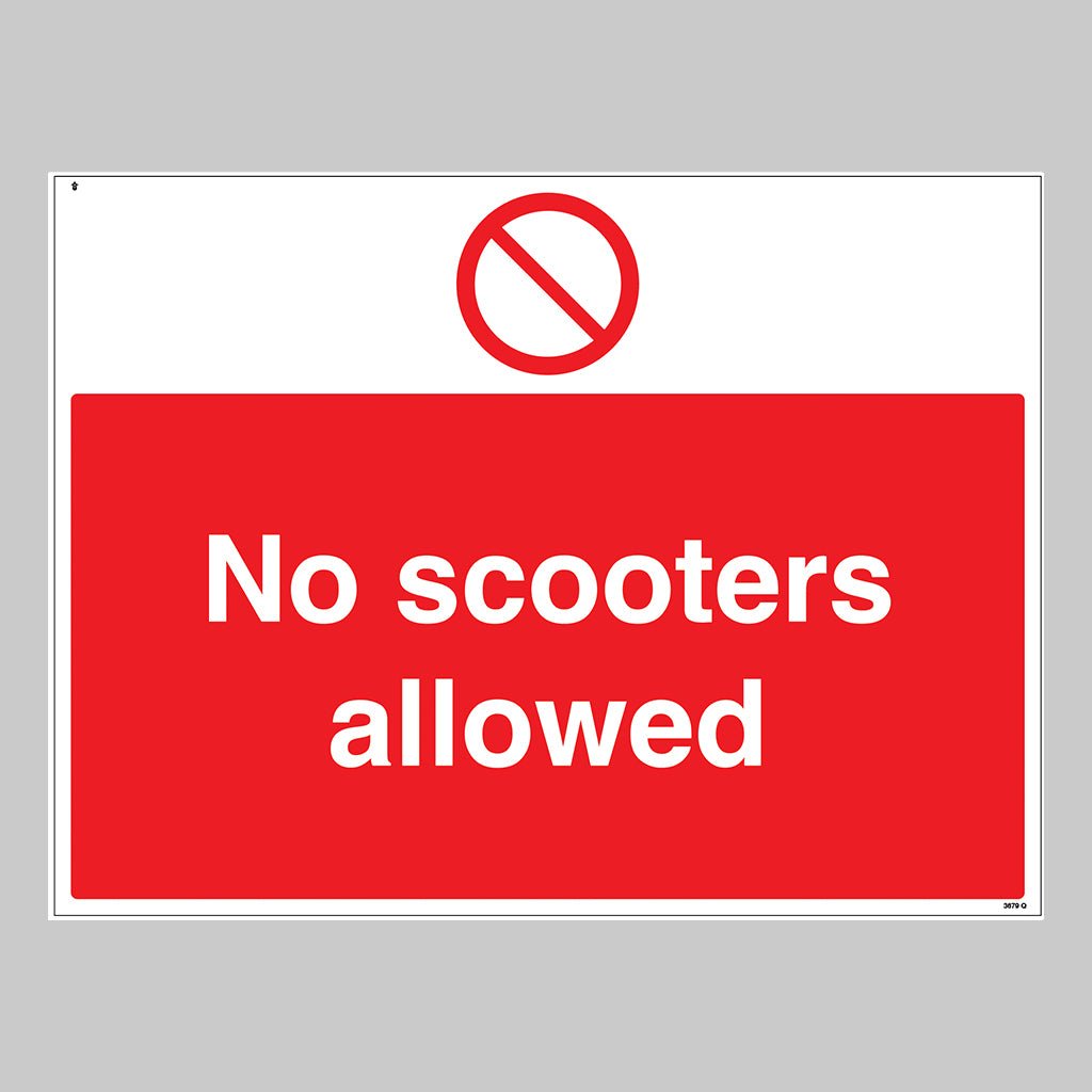 No Scooters Allowed Sign - Ready Set SuppliedNo Scooters Allowed SignRigid Plastic13679K