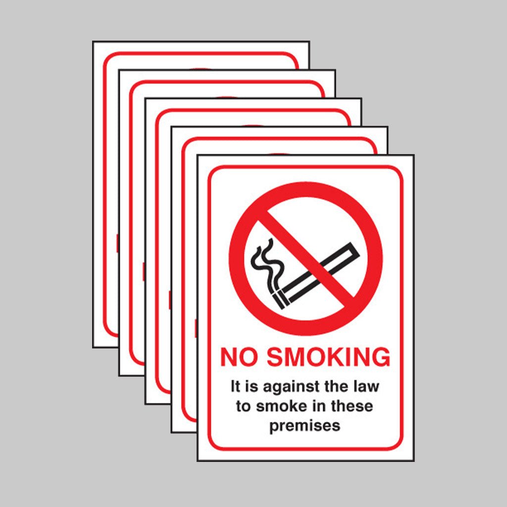 No Smoking English Law (Pack of 5) A5 Rigid Plastic - Ready Set SuppliedNo Smoking English Law (Pack of 5) A5 Rigid Plastic53060