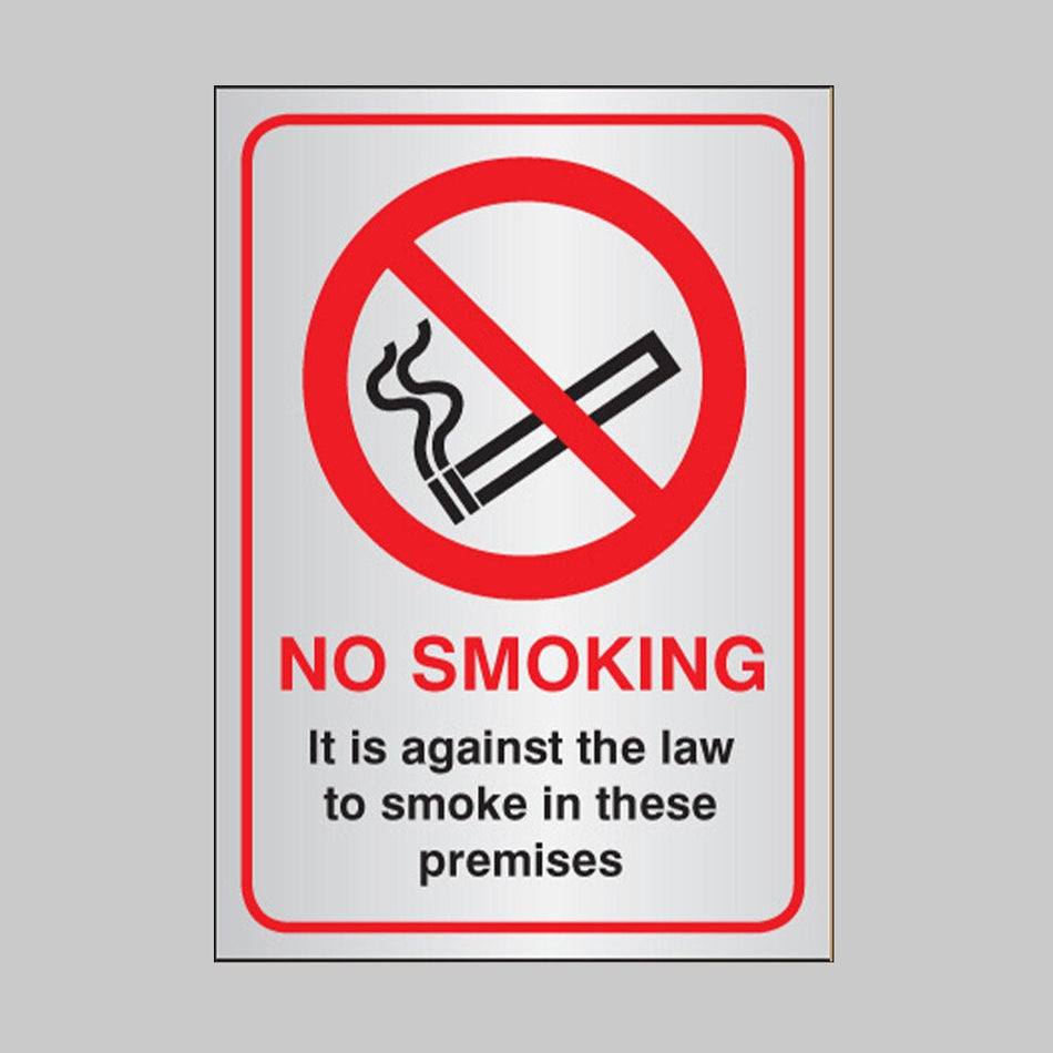 No Smoking It Is Against The Law To Smoke In These Premises A5 Aluminium Sign - Ready Set SuppliedNo Smoking It Is Against The Law To Smoke In These Premises A5 Aluminium Sign53062