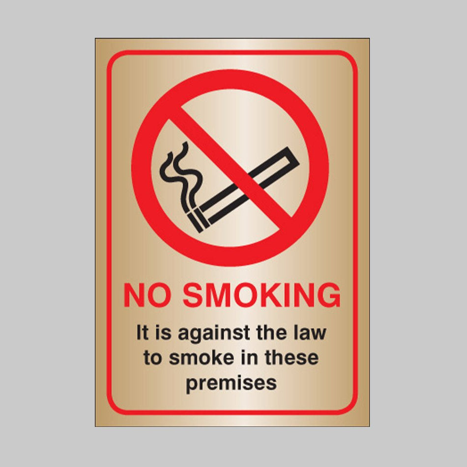 No Smoking It Is Against The Law To Smoke In These Premises A5 Brass Sign - Ready Set SuppliedNo Smoking It Is Against The Law To Smoke In These Premises A5 Brass Sign53078