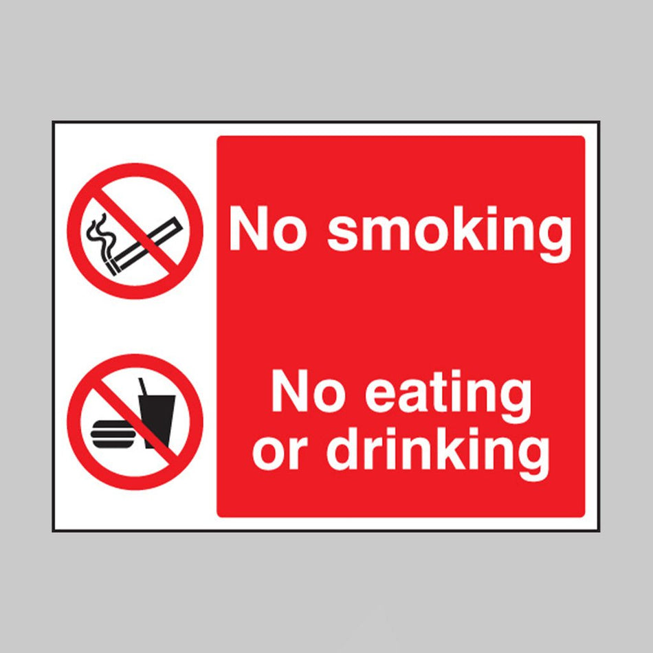 No Smoking, No Eating, No Drinking Sign - Ready Set SuppliedNo Smoking, No Eating, No Drinking SignRigid Plastic13012E