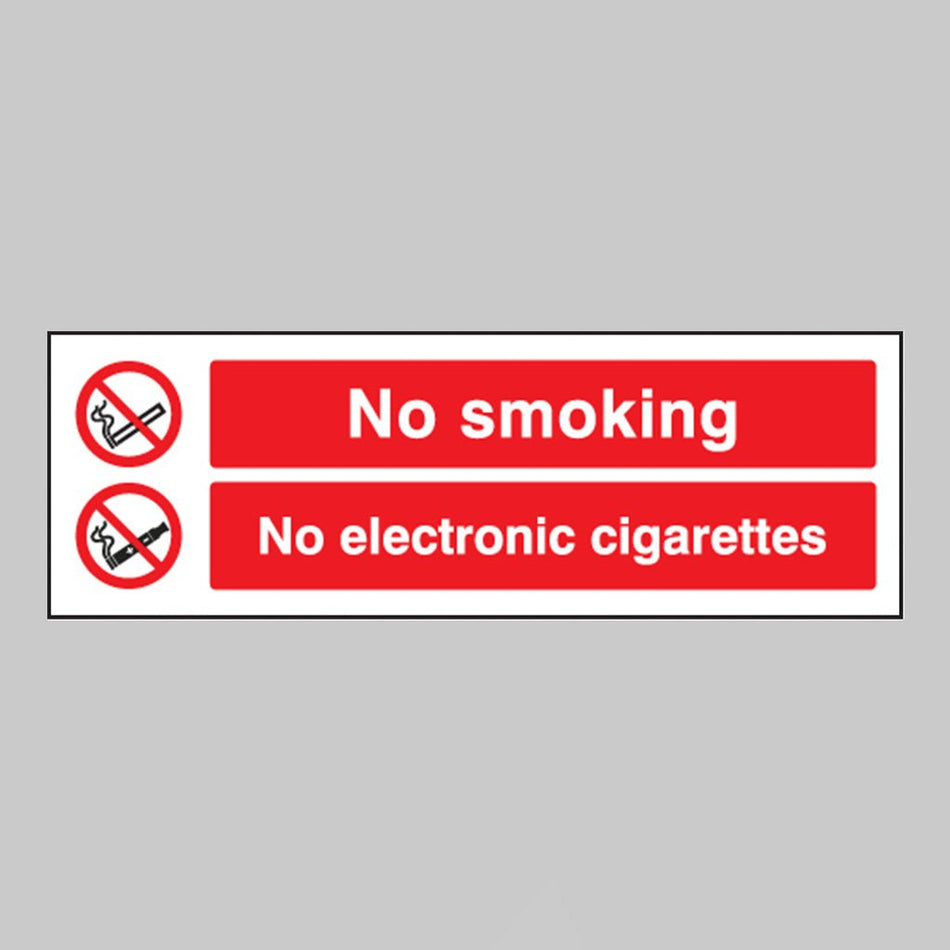 No Smoking No Electronic Cigarettes Sign - Ready Set SuppliedNo Smoking No Electronic Cigarettes SignRigid Plastic13086G