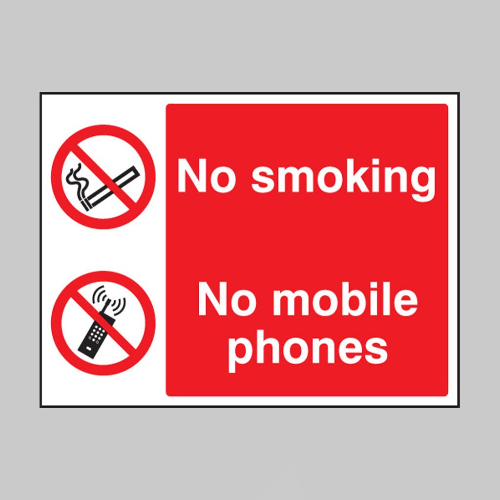 No Smoking Or Mobile Phones Sign - Ready Set SuppliedNo Smoking Or Mobile Phones Sign13013E