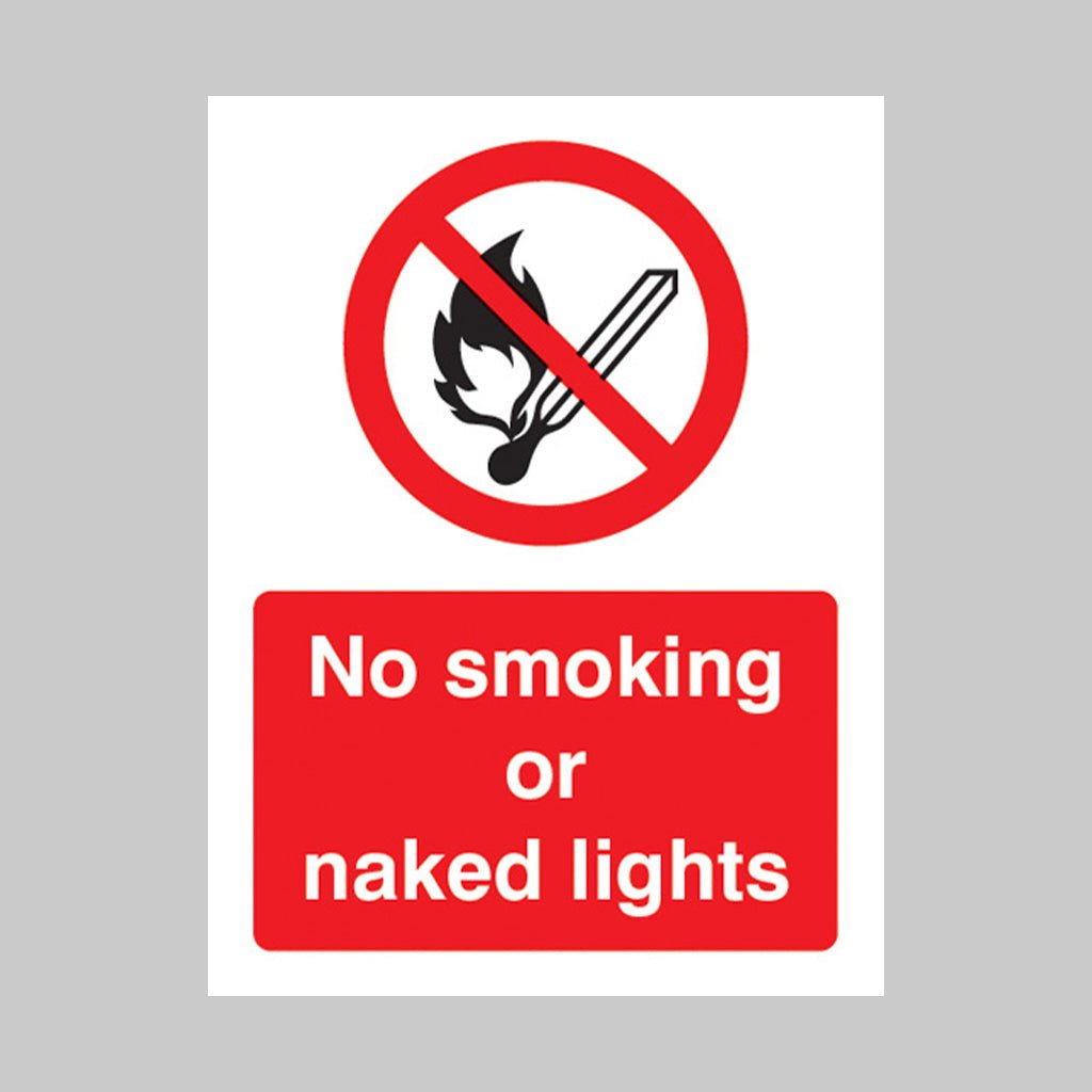 No Smoking Or Naked Lights Sign - Ready Set SuppliedNo Smoking Or Naked Lights SignRigid Plastic13006E
