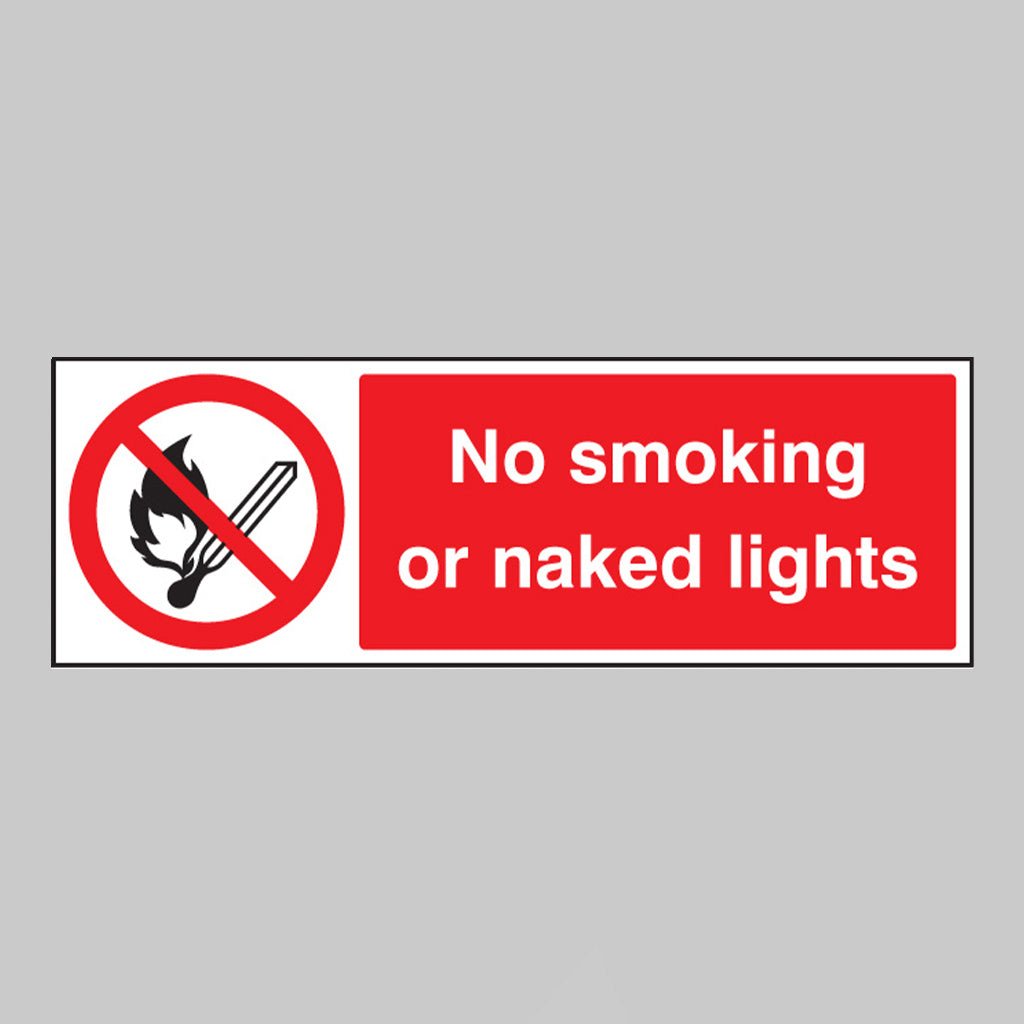 No Smoking Or Naked Lights Sign - Ready Set SuppliedNo Smoking Or Naked Lights SignRigid Plastic13006G