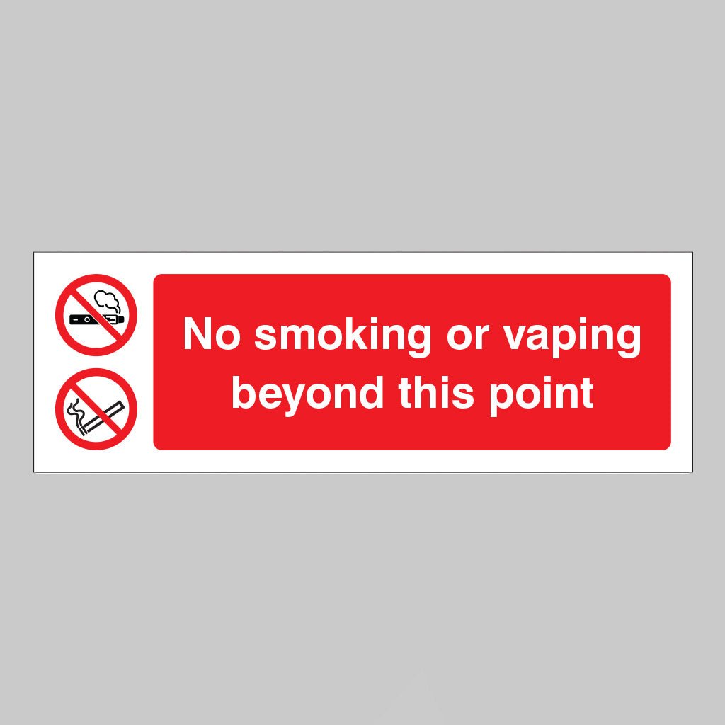 No Smoking Or Vaping Beyond This Point Sign - Ready Set SuppliedNo Smoking Or Vaping Beyond This Point SignRigid Plastic12996E