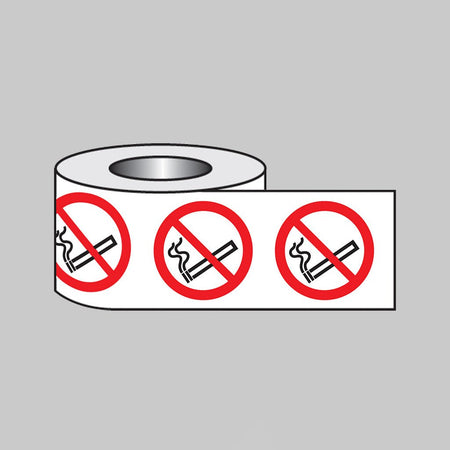 No Smoking Roll of 100 Self Adhesive Vinyl Labels 75mm Diameter - Ready Set SuppliedNo Smoking Roll of 100 Self Adhesive Vinyl Labels 75mm Diameter59763