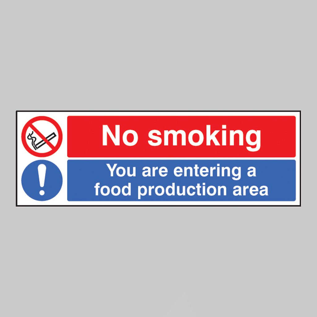 No Smoking You Are Entering A Food Production Area Sign - Ready Set SuppliedNo Smoking You Are Entering A Food Production Area SignRigid Plastic15619G