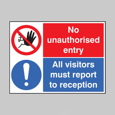 No Unauthorised Entry All Visitors Must Report To Reception Sign - Ready Set SuppliedNo Unauthorised Entry All Visitors Must Report To Reception Sign17611Q