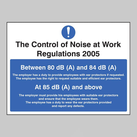 Noise At Work Regulations Sign - Ready Set SuppliedNoise At Work Regulations SignRigid Plastic15219E