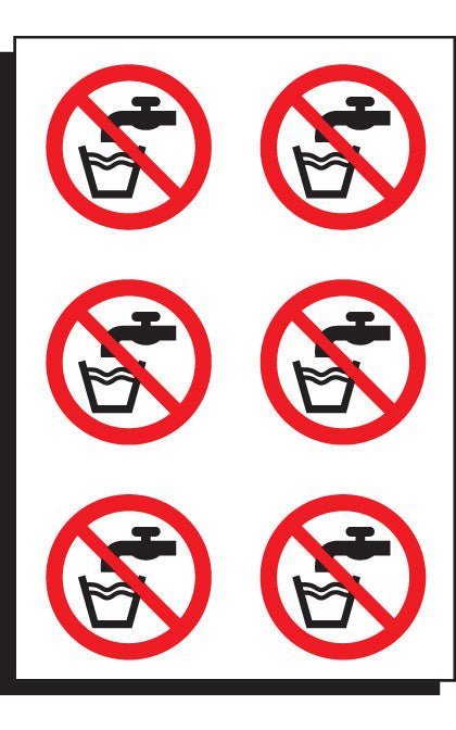 Not Drinking Water 65mm Dia - Sheet of 6 Peel 'N' Stick Labels - Ready Set SuppliedNot Drinking Water 65mm Dia - Sheet of 6 Peel 'N' Stick Labels56099