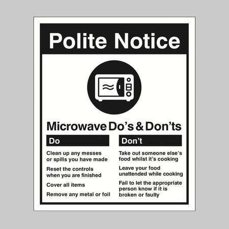 Office Microwave - Do'S & Dont'S Sign - Ready Set SuppliedOffice Microwave - Do'S & Dont'S SignRigid Plastic15624H