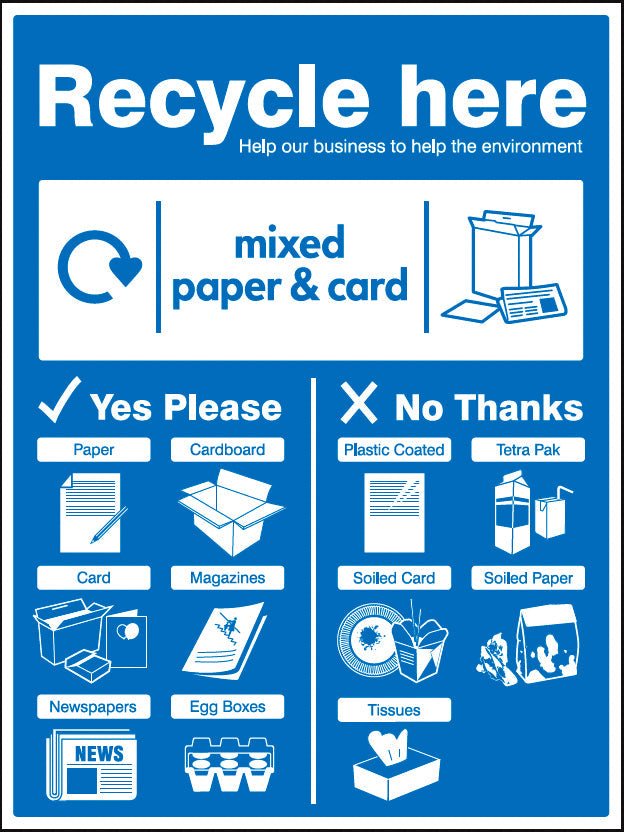 Paper & Cardboard - Wrap Recycle Here Sign - Ready Set SuppliedPaper & Cardboard - Wrap Recycle Here SignRigid Plastic16674H
