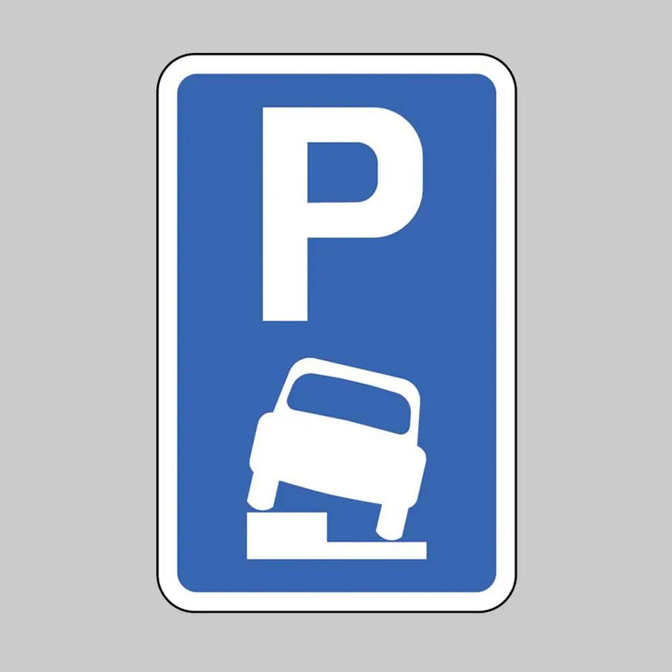 Parking Place Partially On Verge Or Footway Class RA1 Permanent 270 x 420mm (3mm Aluminium Composite) With Channelling Sign - Ready Set SuppliedParking Place Partially On Verge Or Footway Class RA1 Permanent 270 x 420mm (3mm Aluminium Composite) With Channelling Sign57459