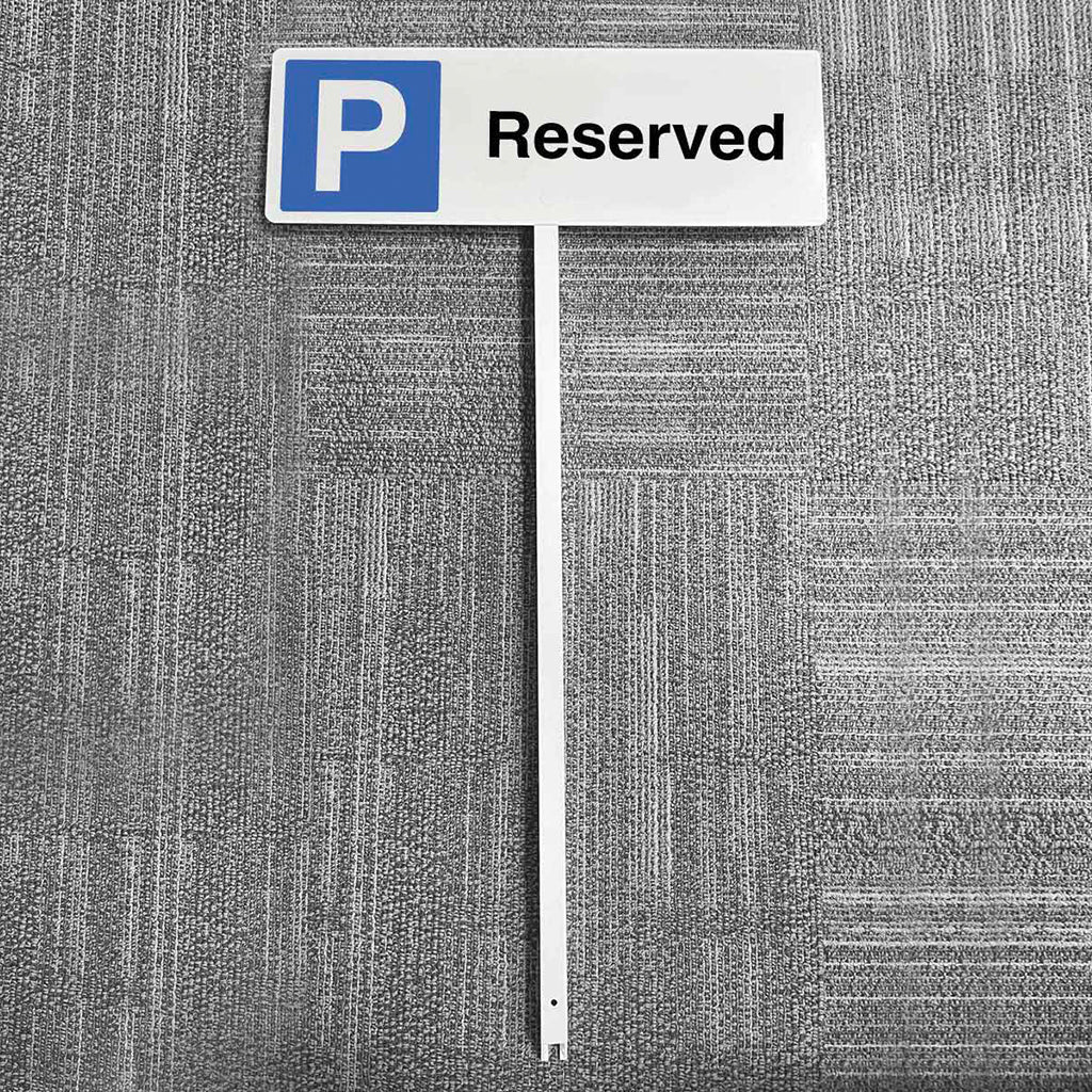 Parking Reserved Aluminium Verge Sign 450 x 150mm On Post 800mm High - Ready Set SuppliedParking Reserved Aluminium Verge Sign 450 x 150mm On Post 800mm High56526