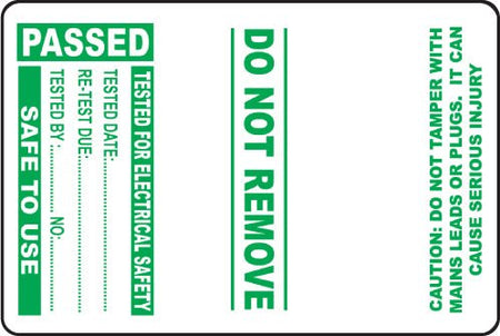PAT Test Labels - Ready Set SuppliedPAT Test Labels54042