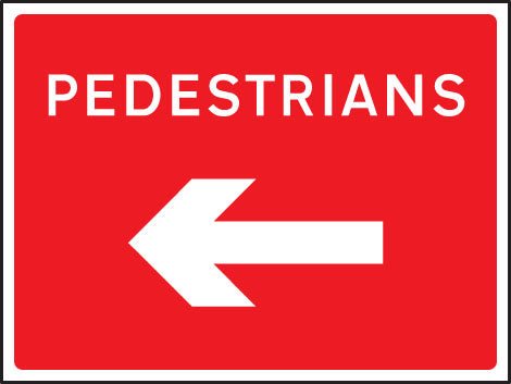 Pedestrians Arrow Left 600 x 450mm Class RA1 Zintec Sign - Ready Set SuppliedPedestrians Arrow Left 600 x 450mm Class RA1 Zintec Sign57951