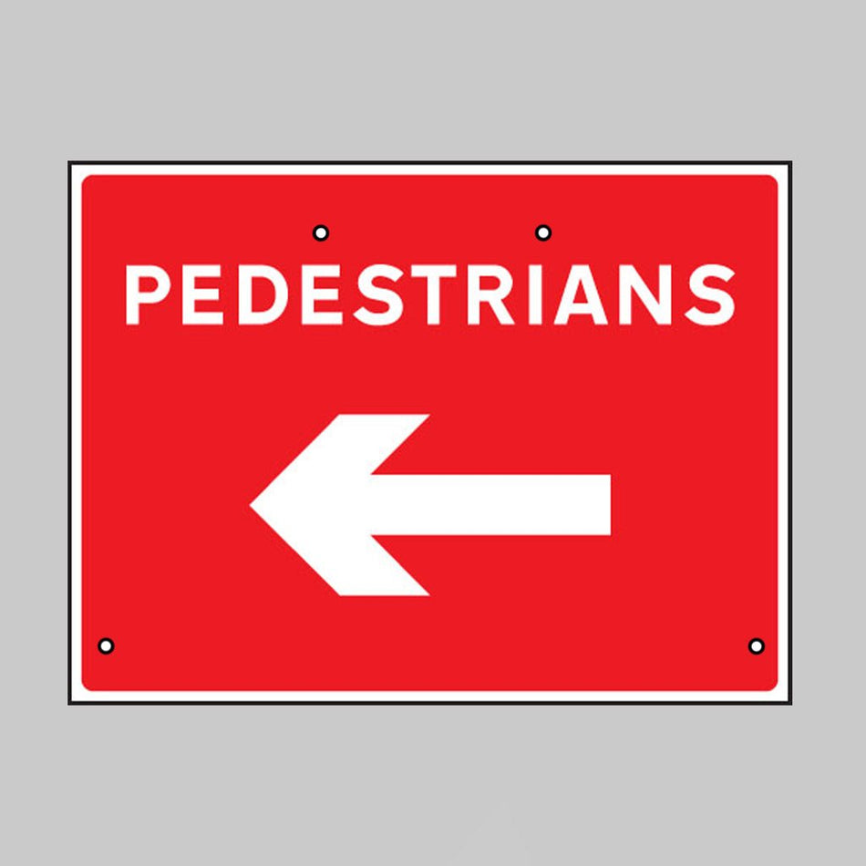 Pedestrians Arrow Left, 600 x 450mm Re-Flex Sign (3mm Reflective Polypropylene) - Ready Set SuppliedPedestrians Arrow Left, 600 x 450mm Re-Flex Sign (3mm Reflective Polypropylene)57563