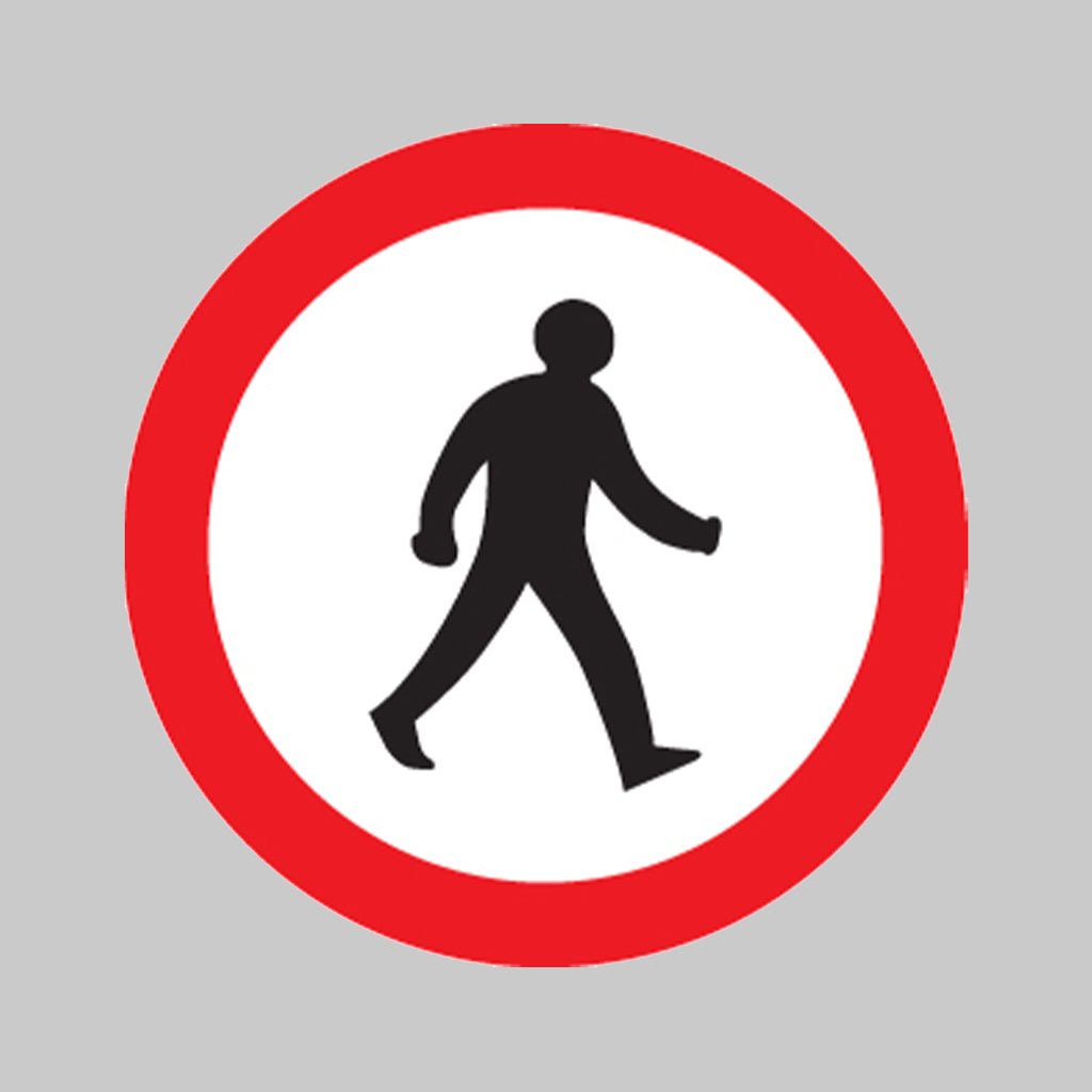 Pedestrians Prohibited Class R2 Permanent 600mm Dia (3mm Aluminium Composite) With Channelling Sign - Ready Set SuppliedPedestrians Prohibited Class R2 Permanent 600mm Dia (3mm Aluminium Composite) With Channelling Sign57723