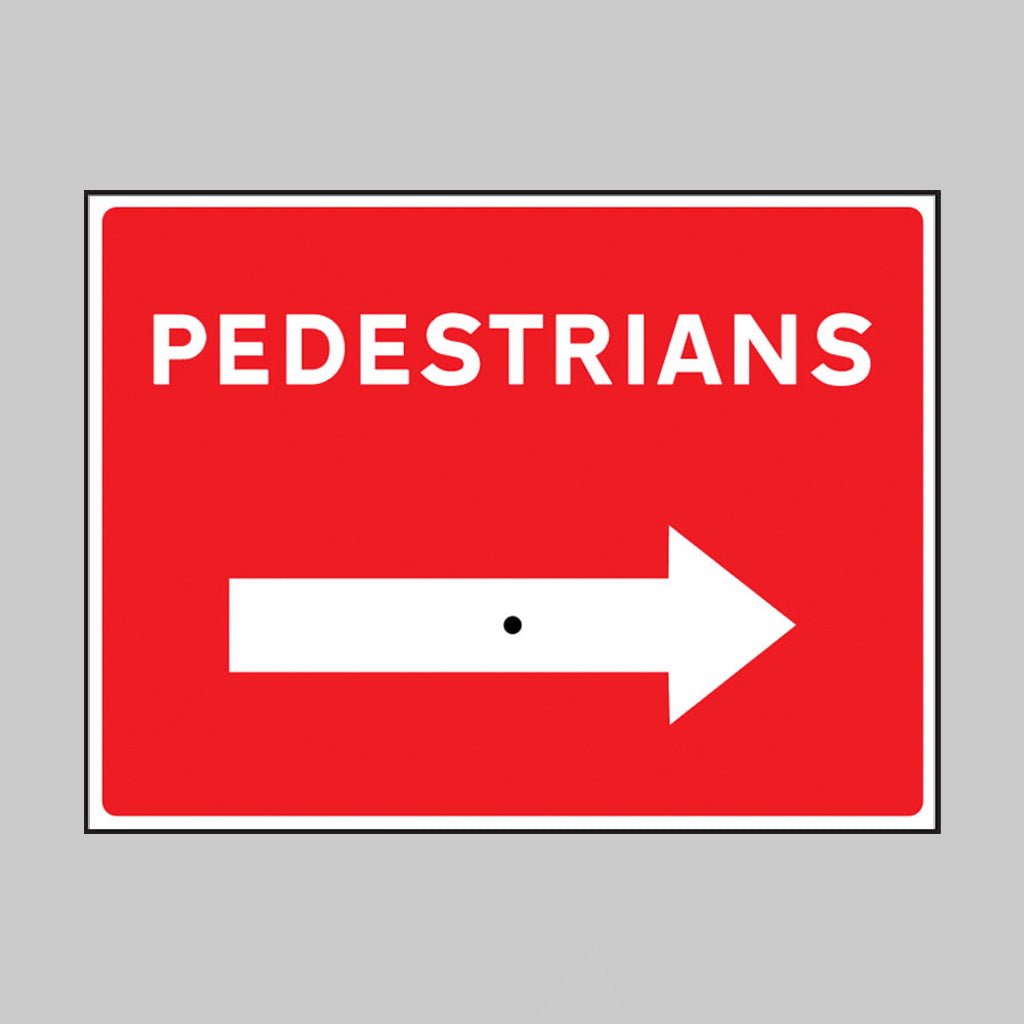 Pedestrians With Reversible Arrow 600 x 450mm Rigid PVC Sign With Wing Nut And Arrow - Ready Set SuppliedPedestrians With Reversible Arrow 600 x 450mm Rigid PVC Sign With Wing Nut And Arrow57686