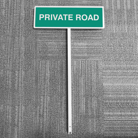 Private Road Aluminium Verge Sign 450 x 150mm On Post 800mm High - Ready Set SuppliedPrivate Road Aluminium Verge Sign 450 x 150mm On Post 800mm High56579