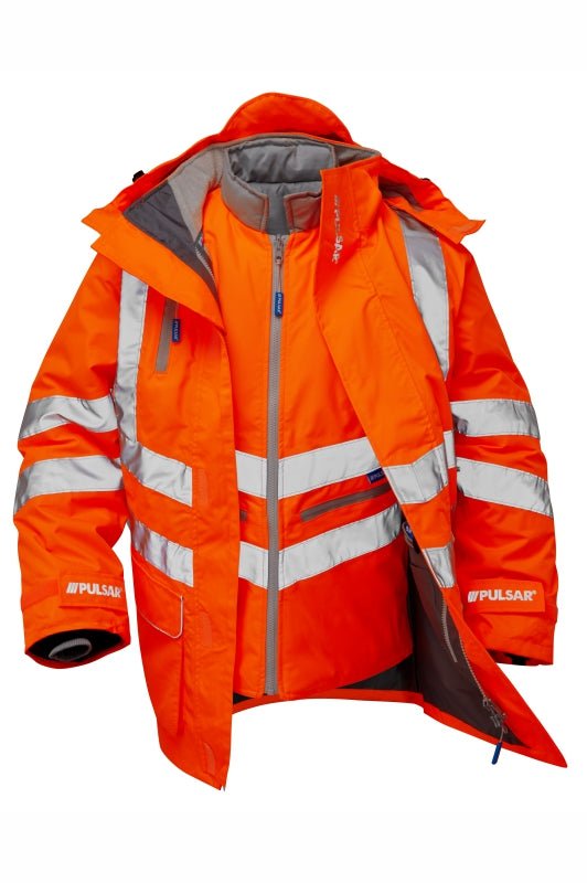 PULSAR® PROTECT HV Orange 7 - in - 1 Storm Coat - Ready Set SuppliedPULSAR® PROTECT HV Orange 7 - in - 1 Storm CoatXSPR497 - ORG