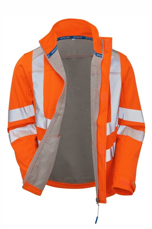 PULSAR® PROTECT HV Orange Interactive Softshell Jacket - Ready Set SuppliedPULSAR® PROTECT HV Orange Interactive Softshell JacketSmallPR535 - ORG