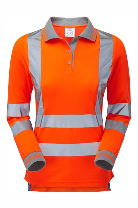 Pulsar Protect Women's HV Orange LS Polo Shirt - Ready Set SuppliedPulsar Protect Women's HV Orange LS Polo Shirt18RSS-PUL-0115