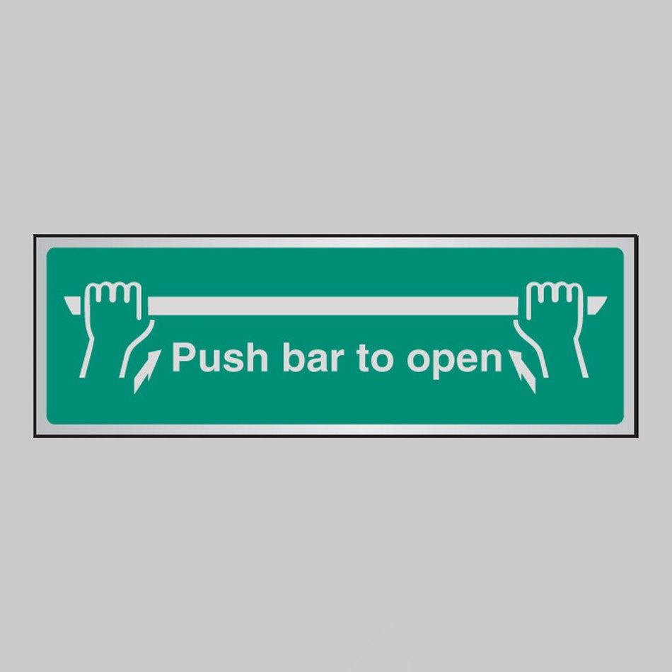 Push Bar To Open Anodised Aluminium 300 x 100mm Adhesive Backed Sign - Ready Set SuppliedPush Bar To Open Anodised Aluminium 300 x 100mm Adhesive Backed Sign55926