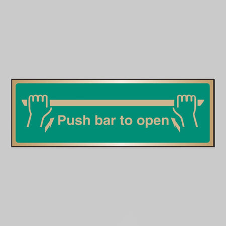 Push Bar To Open Brass 300 x 100mm Adhesive Backed Sign - Ready Set SuppliedPush Bar To Open Brass 300 x 100mm Adhesive Backed Sign59520