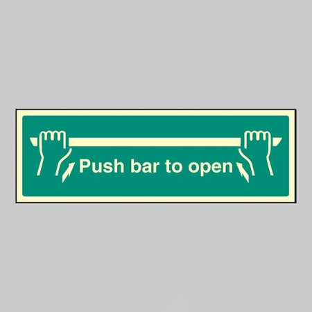 Push Bar To Open Sign - Ready Set SuppliedPush Bar To Open SignUltra Bright (Class C) Photoluminescent Rigid32052G